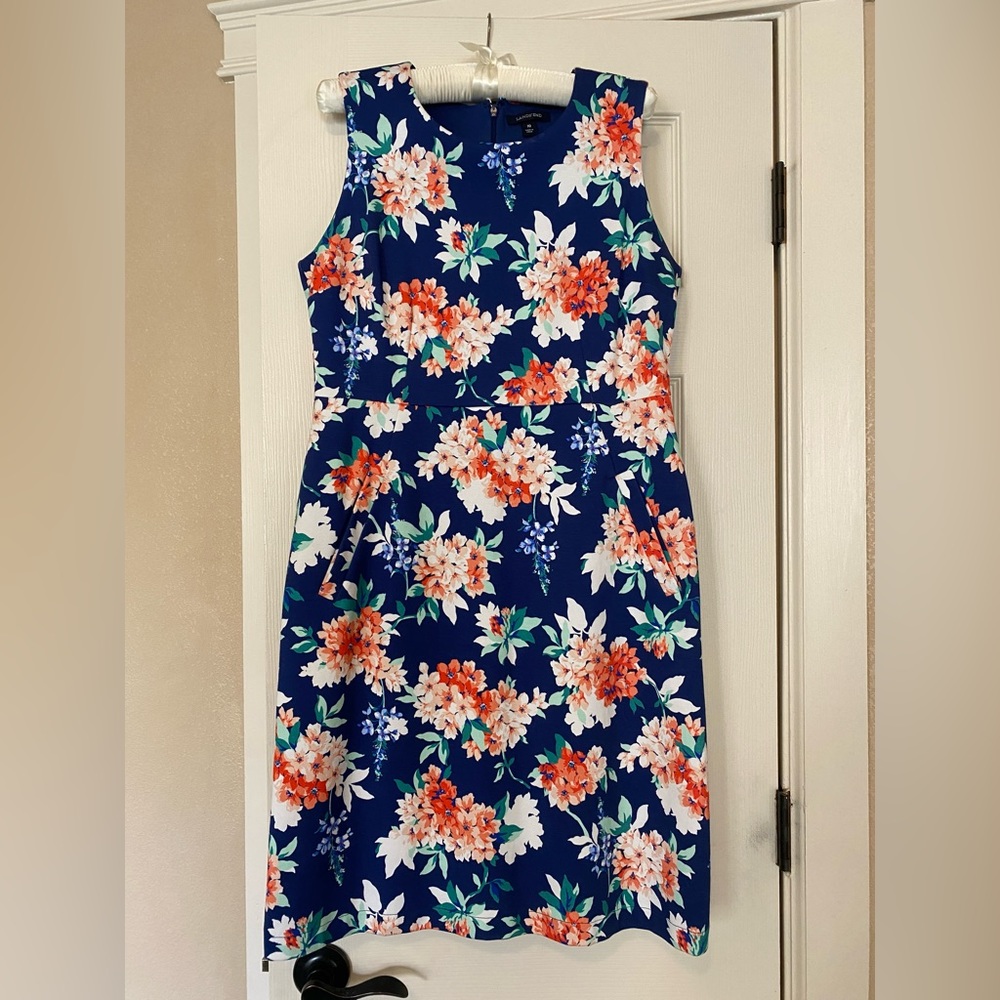 Blue flower Lands End knit Ponte dress.
